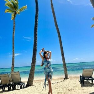 Fashion Nova Blue Tie-Dye Skirt and Top